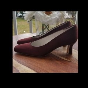 Elegant Burgundy Satin Stuart Weitzman Shoes